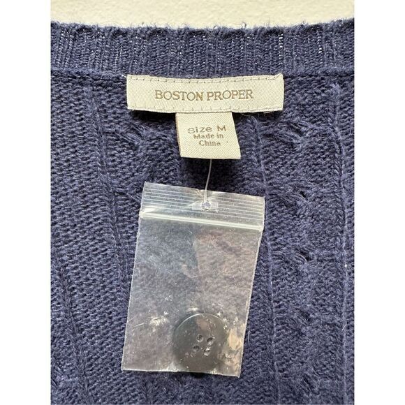Boston Proper women’s navy sweater with a satin bow ties in back size S #23-0628 - Picture 3 of 4